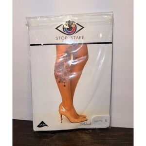 Stop Stare Designs Black Garden Tights Sheer 20‎ Denier Tattoo Print Sz S